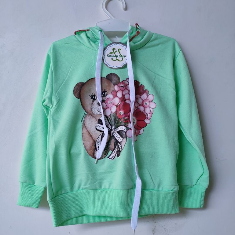 Hoodie Bear Bunga 2 3 4 Tahun anak laki laki cowok