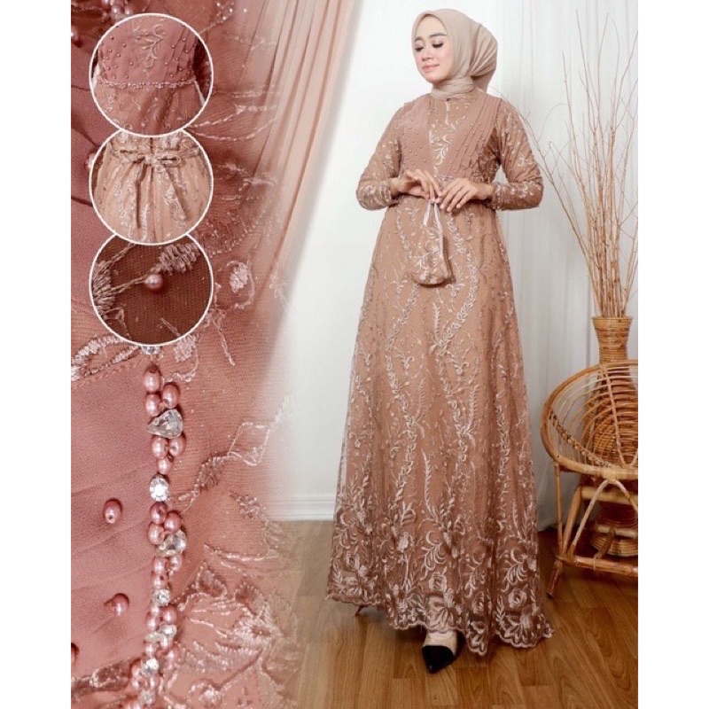 Gamis|Gamis Tile Bordir Timbul| Gamis| Gamis Pesta| Gamis Kondangan| Gamis Tile| Gamis Brukat| Gamis