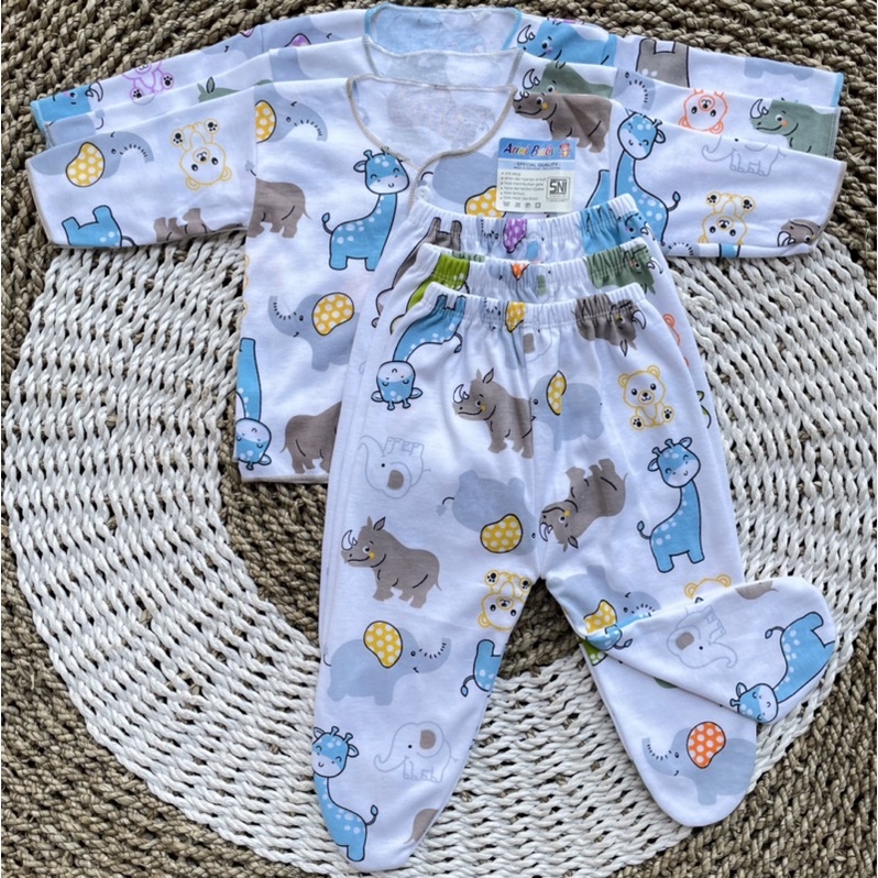 3 PCS Baju Bayi Lengan Panjang + Celana Panjang Bayi Baru Lahir Baju Bayi Setelan Warna Kuning Celana Bayi Newborn Bayi Hadiah Lahiran Bayi DNW BABY