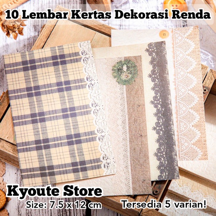 

Produk 10 Lembar Kertas Dekorasi Scrapbook Renda Retro Vintage Journal Bujo Hemat