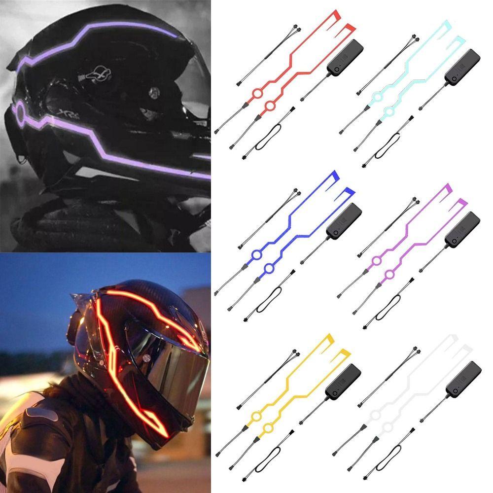 QUINTON Lampu Helm Motor 1set Fashion Tahan Lama Helm Led Strip Cold Light Film Motor Cold Light Modifikasi Stiker Helm Aksesoris Dekorasi Reflektor Film