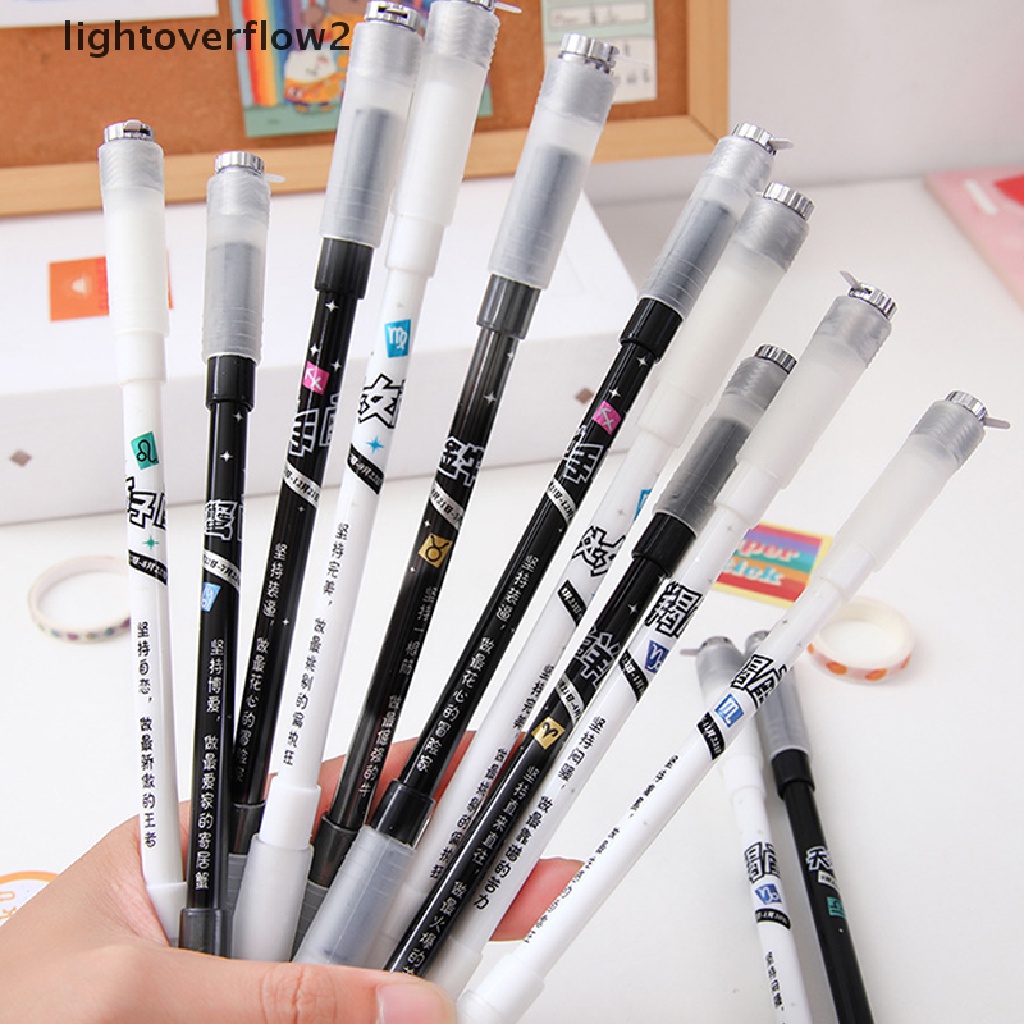 (lightoverflow2) Pulpen Gel 12 Rasi Bintang Dengan Lampu Led Untuk Pelajar