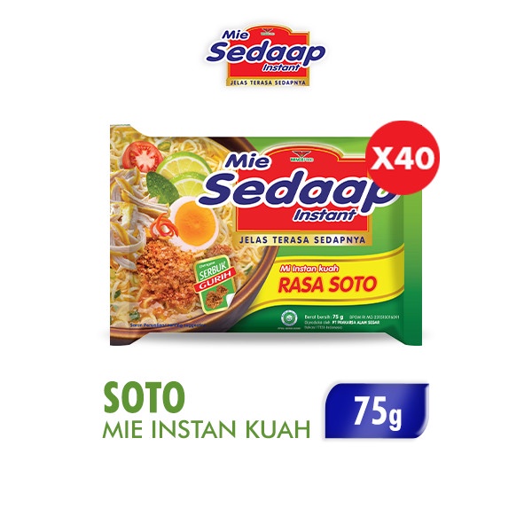 

TERLARIS Sedaap Mie Instan Soto 75 gr 1 Dus isi 40 pcs