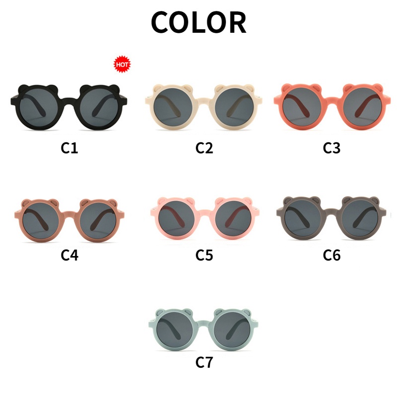 Kacamata Hitam Anti UV Model Lipat Desain Beruang Untuk Anak Laki-Laki Dan Perempuan