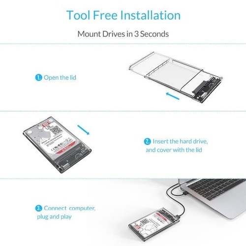 Netac SSD Enclosure WH11 2.5 SATA to USB3.0 A to B HDD/SSD Case