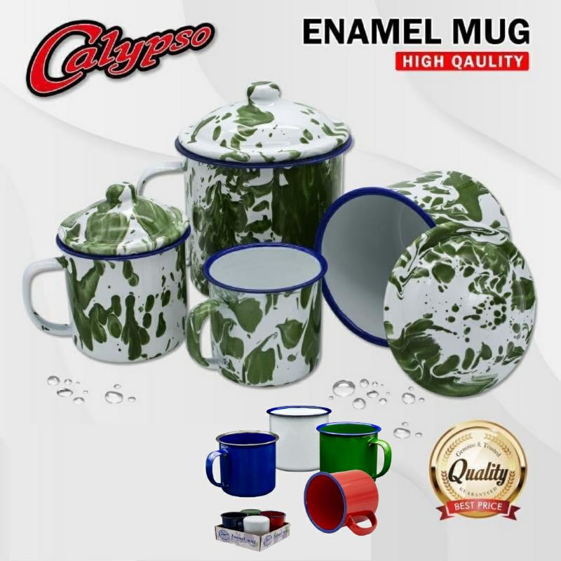 Mug Enamel Jadul Diameter 10 cm / Mug Stainless /Cangkir Stainless