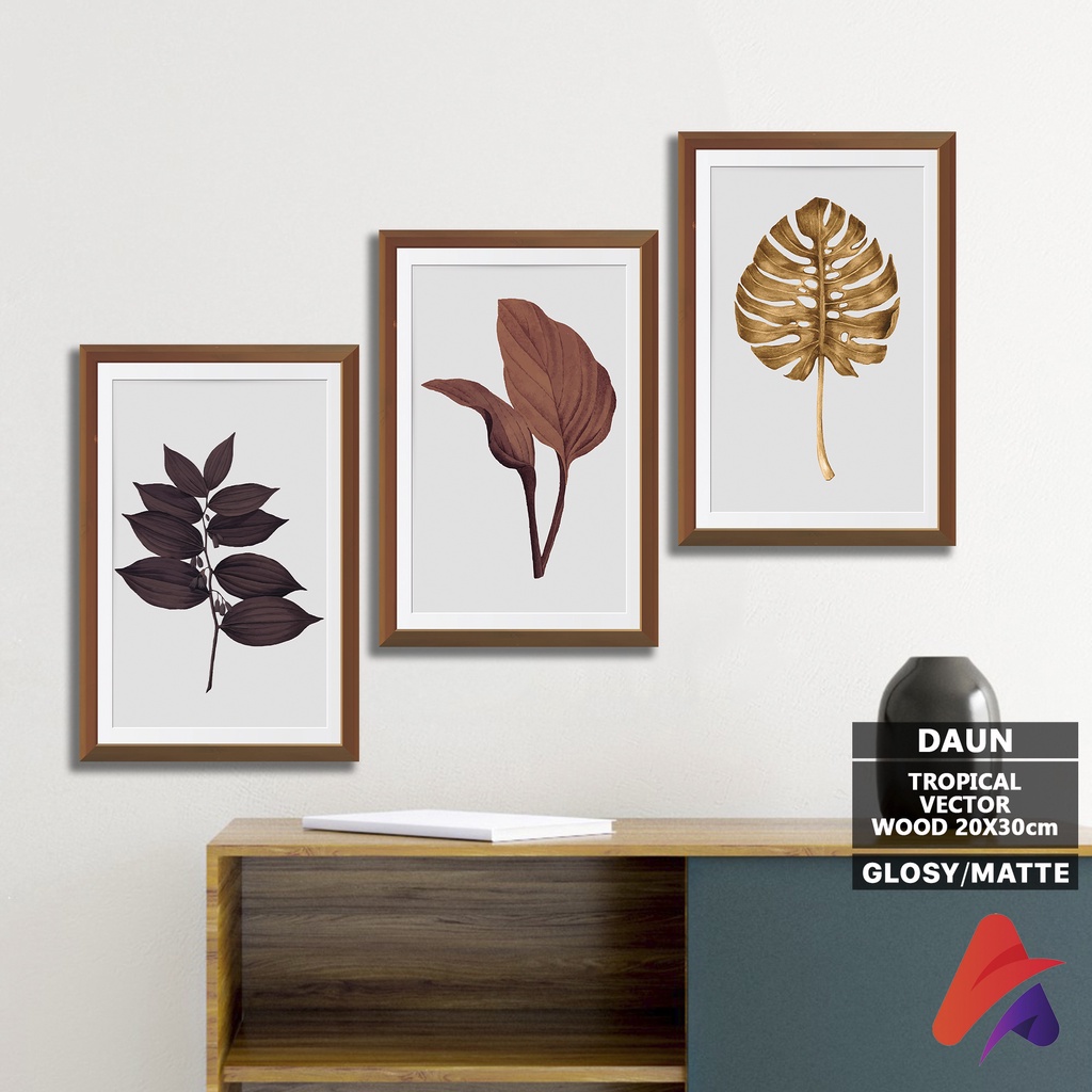 HIASAN DINDING DAUN AESTHETIC ABSTRAK (20X30) WALL DECOR PAJANGAN DINDING DAUN POSTER KAYU RUANGAN