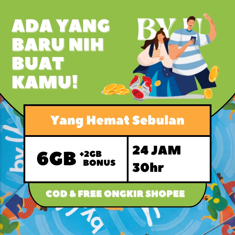 Kartu Perdana byU by U Telkomsel Kouta 6GB 30hr BARU