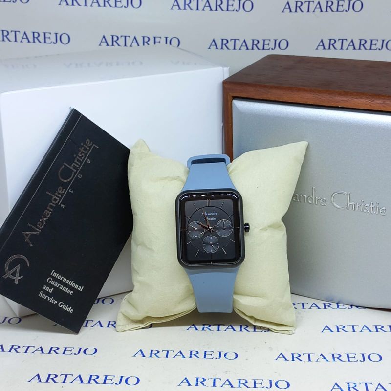 JAM TANGAN WANITA ALEXANDRE CHRISTIE AC 2744 SOFT BIRU HITAM ORIGINAL