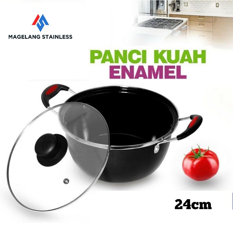 GSF PANCI KUAH ENAMEL 24CM/PANCI KUAH  G 4022/PANCI ENAMEL TUTUP KACA