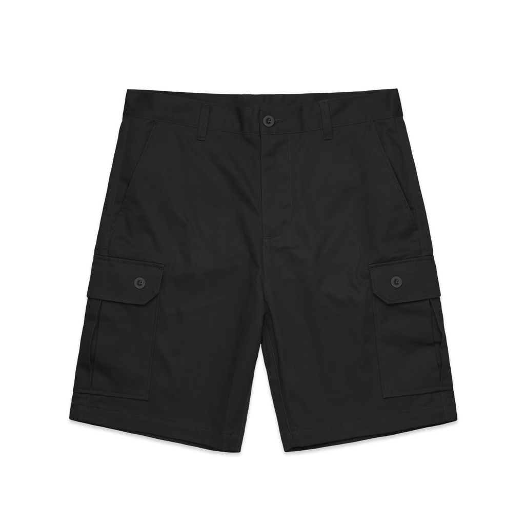 Celana Cargo Pendek Pria Polos Series Warna Hitam Navy Cream Bahan Twill Scotch Size S-XL