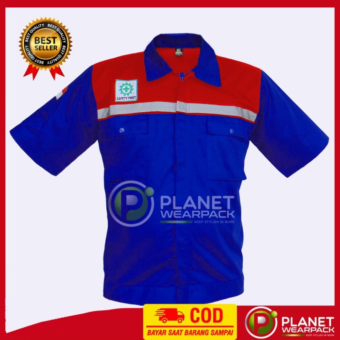 Seragam Kerja Wearpack Safety Atasan Seragam Kerja Lengan Pendek Benhur Merah