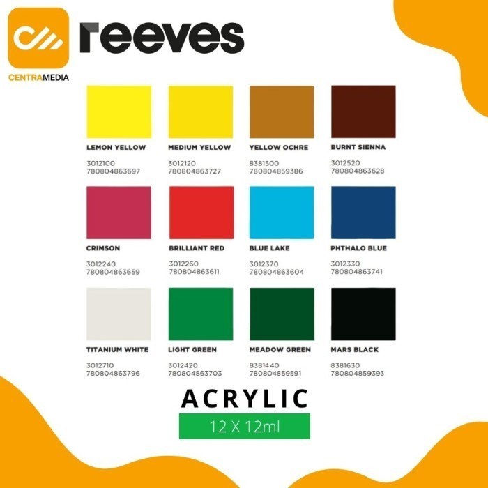 

Gaya Cat Akrilik Reeves Acrylic Tube 12X12Ml Acrylic Color Paint Set Diskon