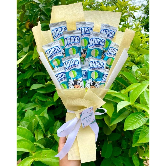 (S) Buket Permen milkita cantik SPESIAL/paket/bingkisan Snack Ulang Tahun/Ultah/ Wisuda/Kado/Hadiah