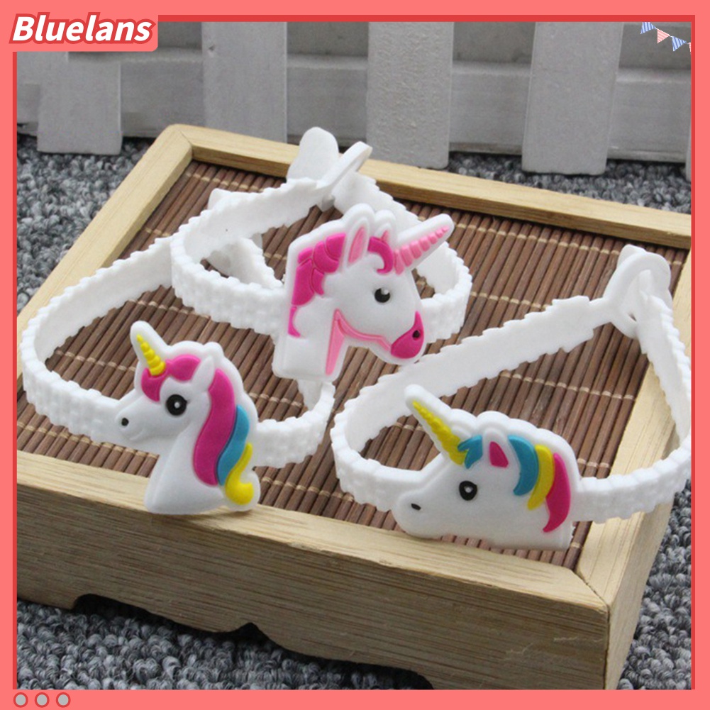 5 Pcs Gelang Motif Kartun Unicorn Bahan PVC Dapat Disesuaikan Untuk Hadiah Anak
