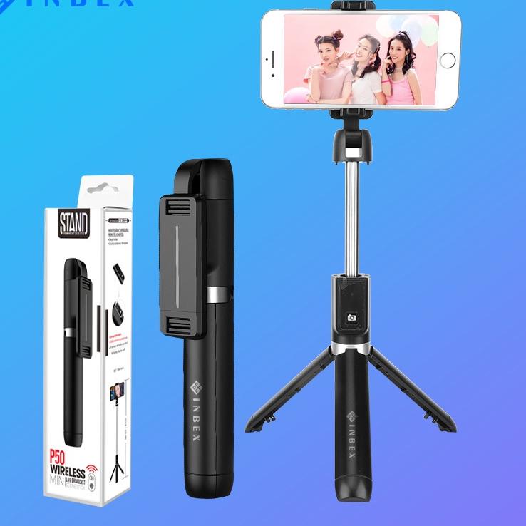NEW823SFG 【READY】INBEX P50 Tongsis/4 in 1 Tripod/70cm Bluetooth Selfie Stick for Smartphone GoPro Ca