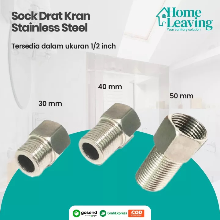 Sok drat panjang 4cm / sok kran / sambungan kran stainless steel Premium original