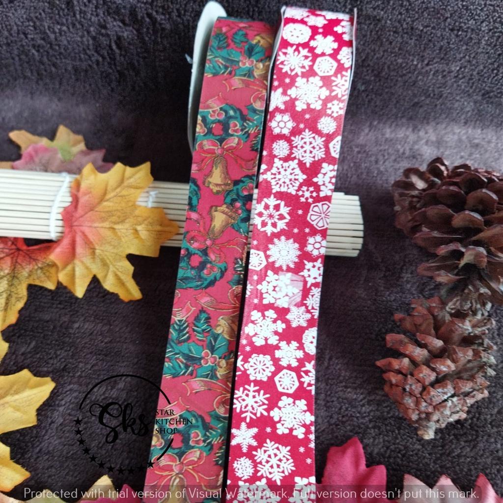 

New Pita Dekorasi Natal Merry Christmas Ribbon - Lonceng Snow