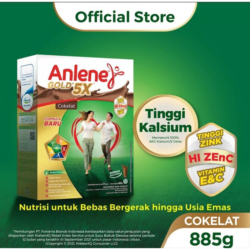 

anlene susu bubuk gold plus 5x uk 885gr rasa original/coklat/vanila nutrisi tulang,sendi dan otot harga termurah