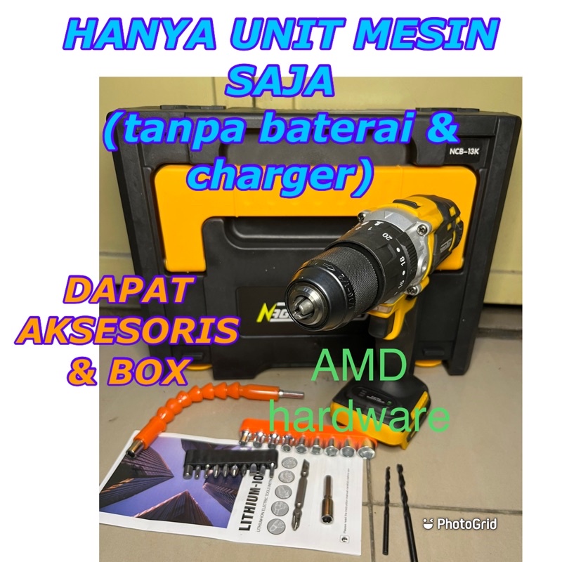 NAGAWA NCB13K HANYA UNIT MESIN CORDLESS BOR BETON IMPACT 13mm SET BRUSHLESS TANPA BATERAI 21V & CHAR