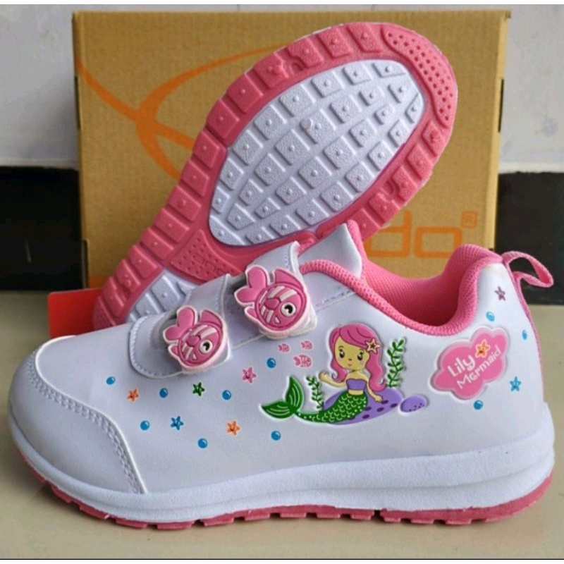 SEPATU SNEAKERS MAGICAL FLOWER VELCRO ANAK  KUDA PONY/ SEPATU ANAK TK SD / SEPATU PUTIH ANAK