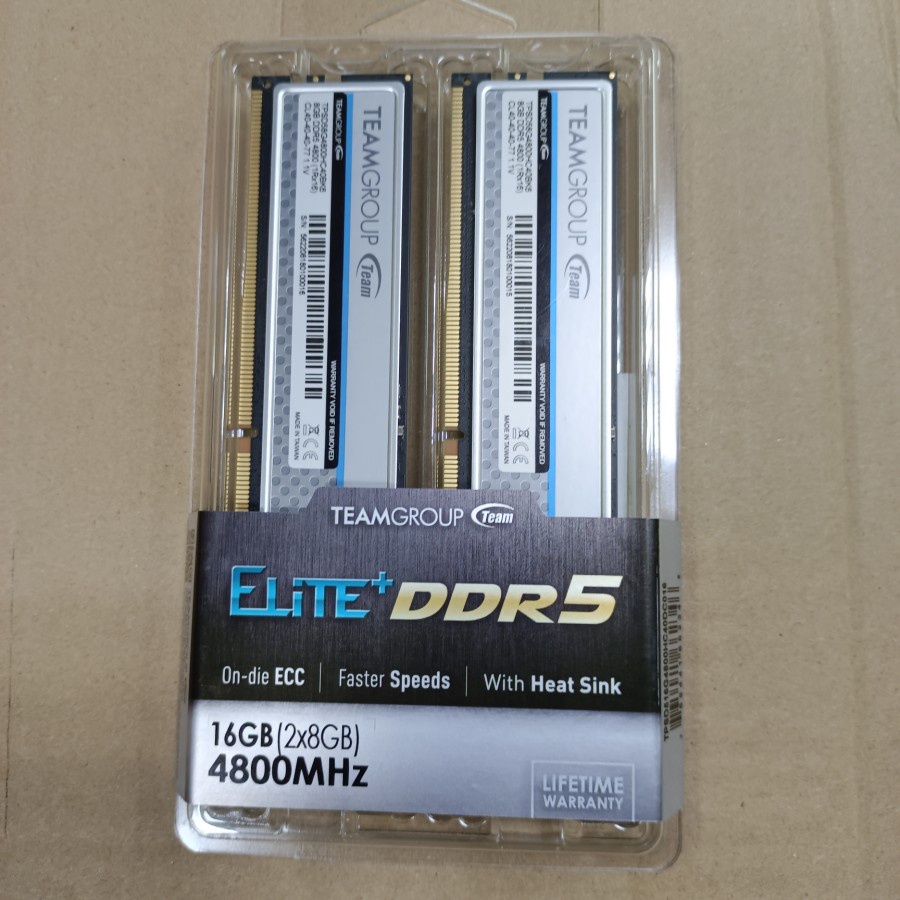 RAM PC Team Elite PLUS DDR5 16GB (2x8GB) 4800Mhz Silver