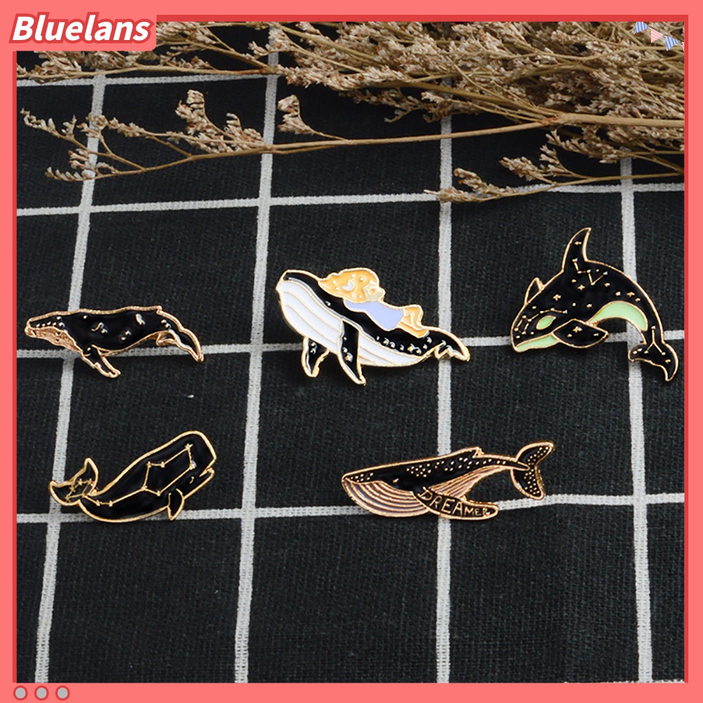 1pc Bros Pin Enamel Bentuk Kartun Paus Lumba-Lumba Untuk Unisex