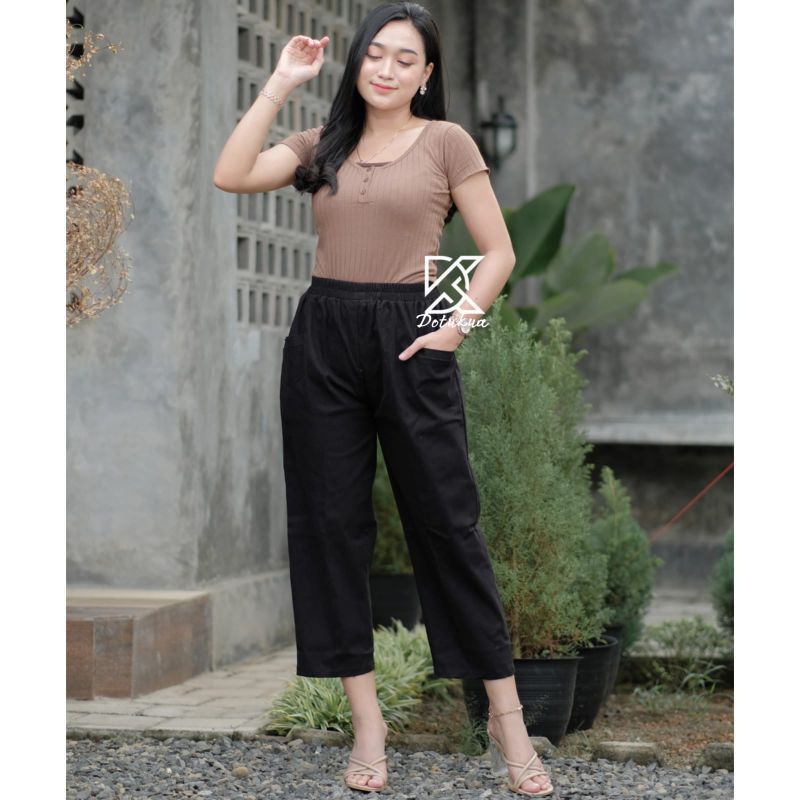 Celana Kulot Wanita Bahan Katun Twill Combed Premium - Baggy Pants 7/9 Kulot - Celana Bantal Wanita Premium