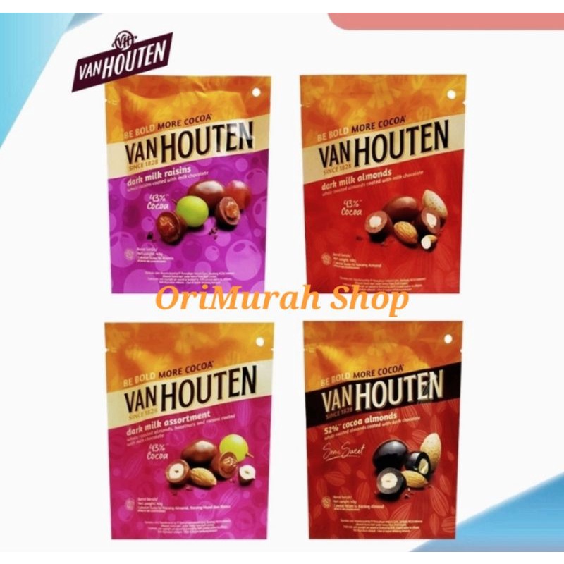 

VanHouten Coklat Dark Milk Raisin Almond Assortment Cocoa Almonds Chocolate 40 Gram Van Houten Raisins Almon Assortment Kismis 43% Cocoa Semi Sweet Chocolate Bite 40g