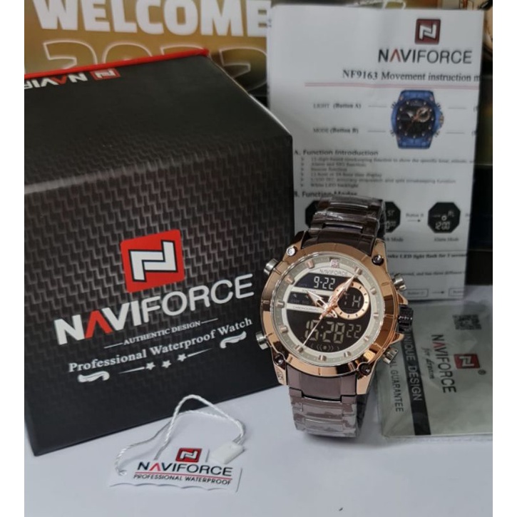 [ORIGINAL] 6 Variasi Jam Tangan Pria Naviforce NF9163 Dualtime Rantai