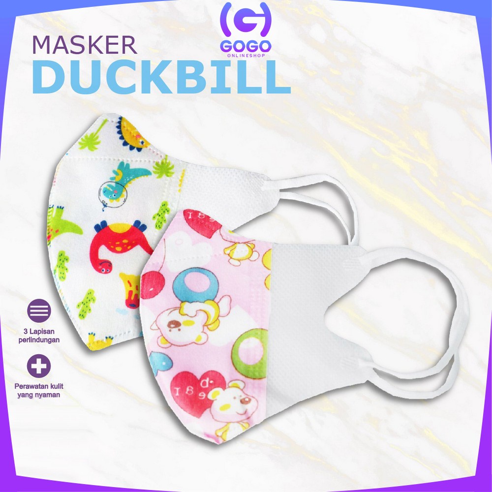 GOGO-C280 Masker Anak Duckbill 50Pcs 3Ply Earloop Kids Face Mask Masker Duckbil Anak Karakter Kartun