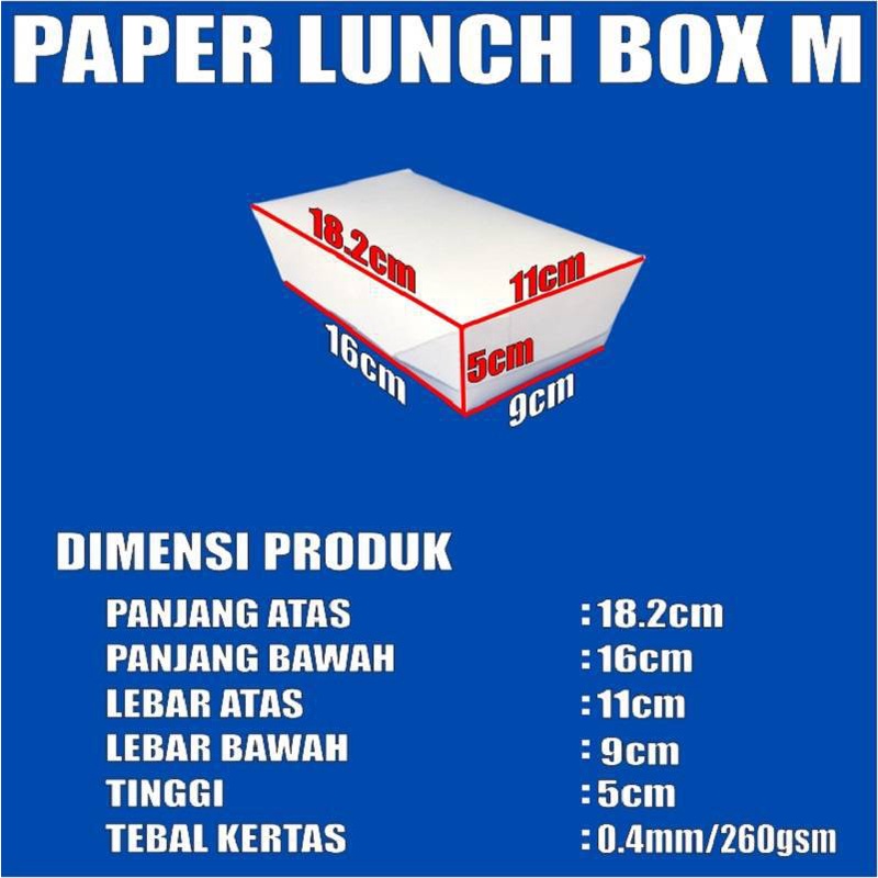 Paper lunch box Tutup uk M food tray kotak makan kertas Murah SBY