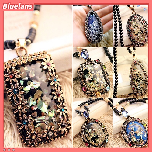 Bluelans Kalung Rantai Dengan Liontin Opal Imitasi Warna-Warni Untuk Hadiah