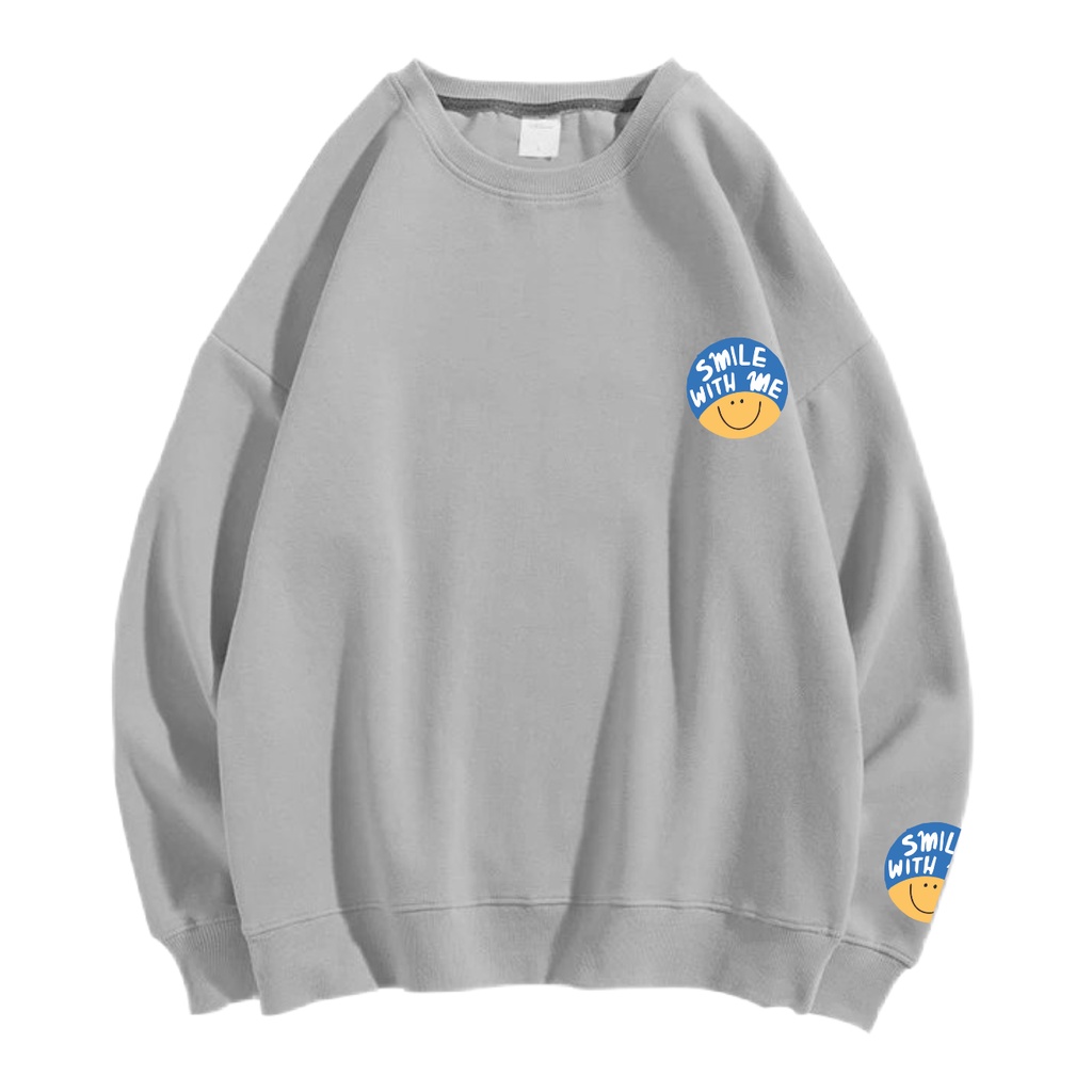 SWEATER SMILE WITH ME CREWNECK PRIA WANITA Size M-XXL ANAIRA