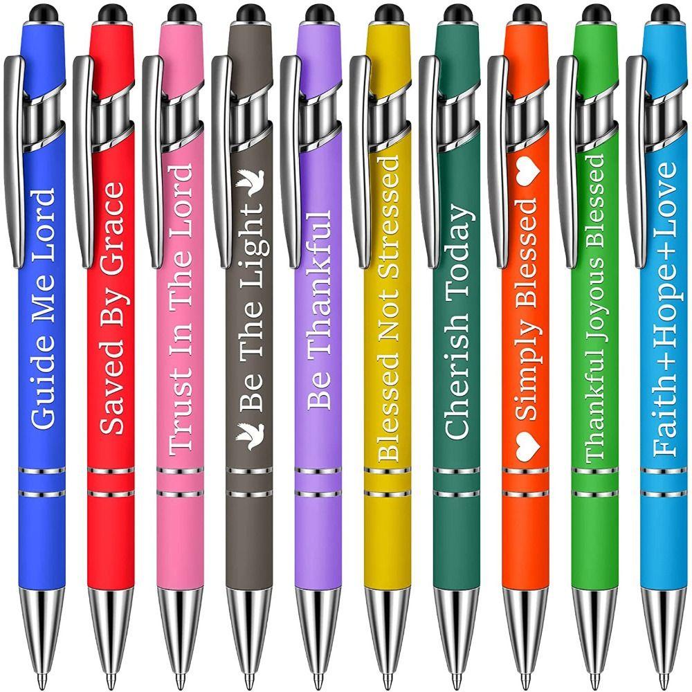 Nanas 10PCS /Set Pulpen Lucu Siswa Tinta Hitam Gel Tulisan Inspiratif Touch Pen