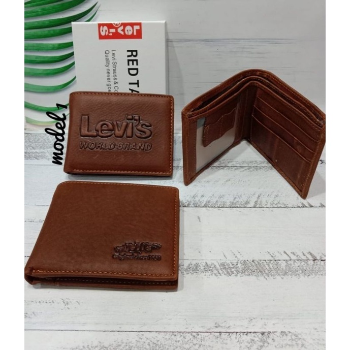 Dompet Import kulit asli pria cowok Levis simpel keren ukuran standard