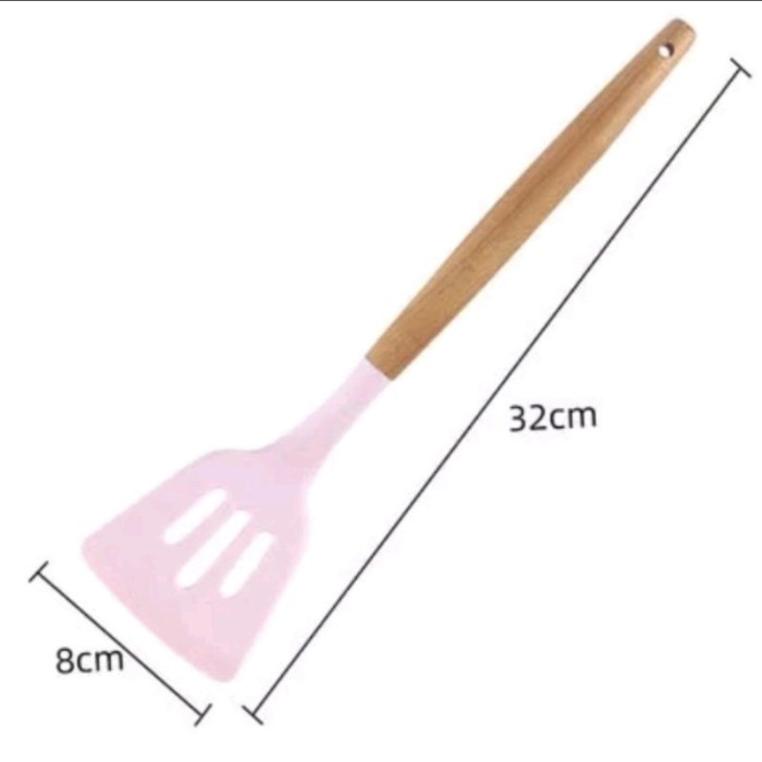 M40 Silicone Utensil Spatula/Spatula Sodet Silikon Turner Gagang Kayu