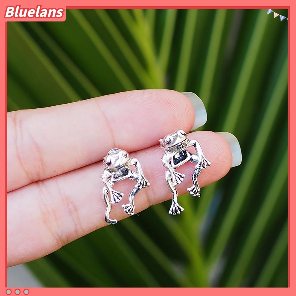 Anting Bentuk Katak Warna Silver Gaya Vintage Retro