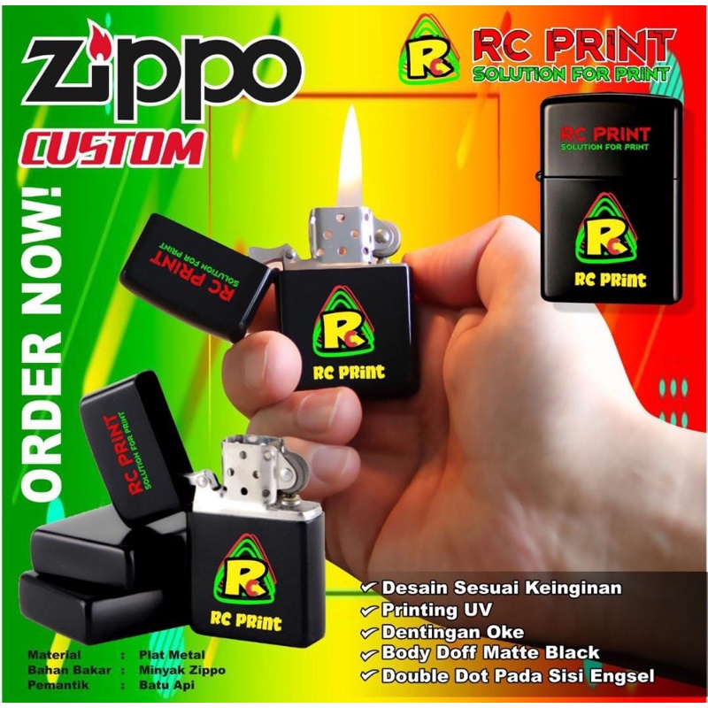 Korek Api Zippo Minyak Custom Design | Dentingan Oke | Print UV