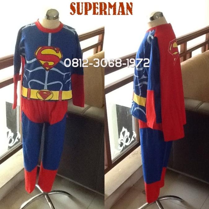 Baju Kaos Kostum Anak Karakter Superhero SUPERMAN 5-8 Tahun Termurah