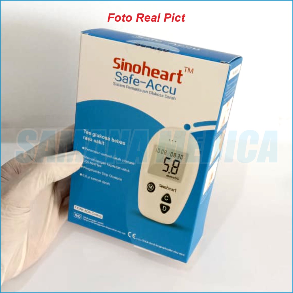 ALAT Tes Gula Darah SINOHEART Safe Accu Sinocare (1 Alat test Glukosa, Lancing Pen, 1 dompet cantik dan bettery) Alat Promo Murah