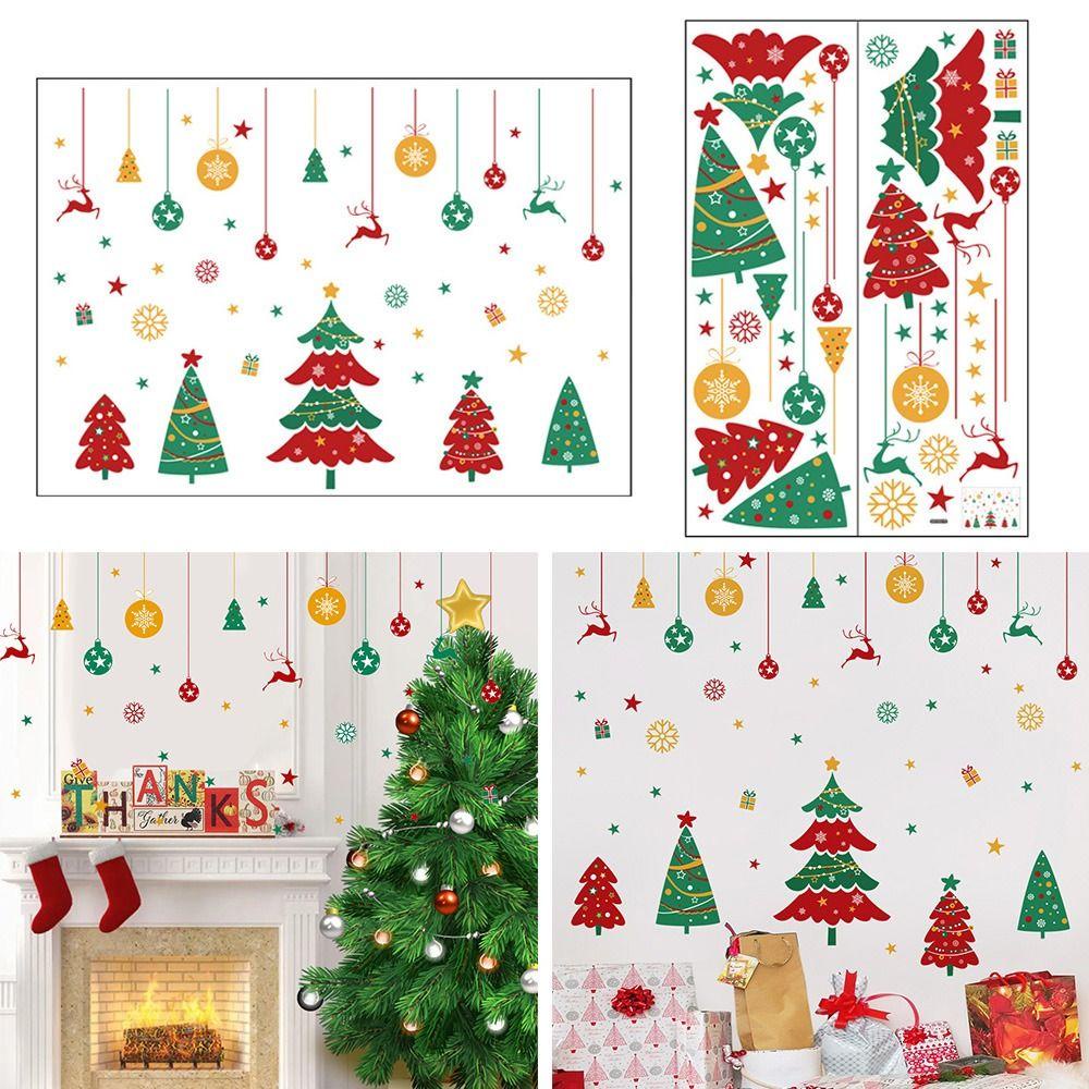 R-flower Christmas Wall Sticker Dinding Decroation New Year Stiker Perekat Diri Wallpaper Dekorasi Untuk Rumah