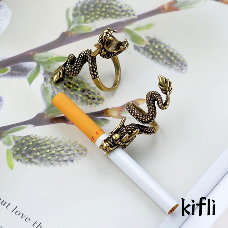 Cincin Holder Rokok Desain Naga Gaya Retro Untuk Hadiah