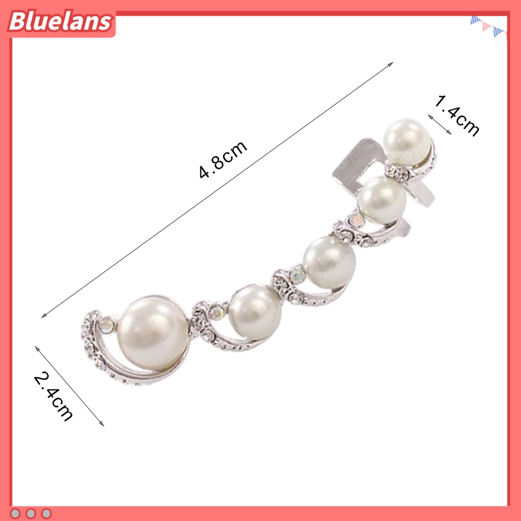 Bluelans 1Pc Women Rhinestone Faux Pearl Ear Clip Cuff Earring