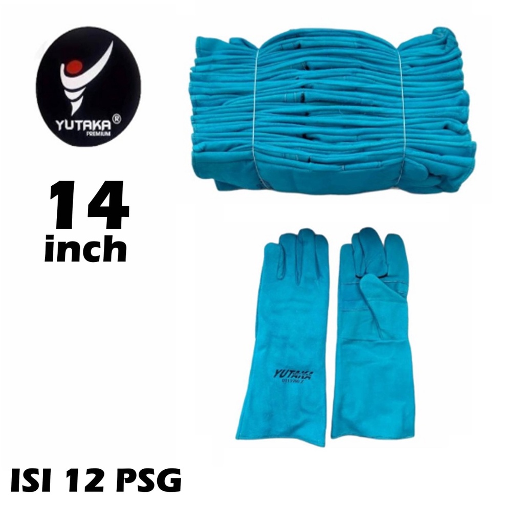 SARUNG TANGAN LAS YUTAKA 14 INCH TOSCA isi 1 lusin/sarung tangan las kulit 14inch murah/sarung tangan las kulit 14inch terlaris