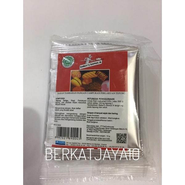 Baker's Bonus A isi 4 sachet x 10gr Pelembut Roti Bread Improver