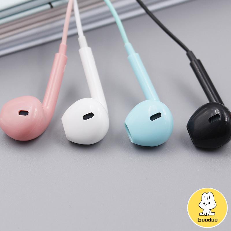 Kabel Asli Macaron Warna Headphone Berkualitas Baik 3.5mm HIFI Headset Over Ear 1.2mm Earphone -Doo