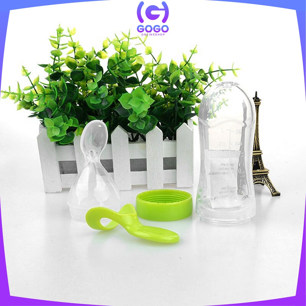 GOGO-C49-50 Botol Sendok Makan Bayi Botol Susu Dot Sendok Bubur MPASI Baby Spoon Feeder Food Grade