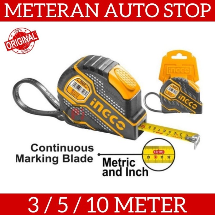 INGCO Meteran Auto Stop Marking Alat Ukur Meter Panjang 3 5 10 Meter