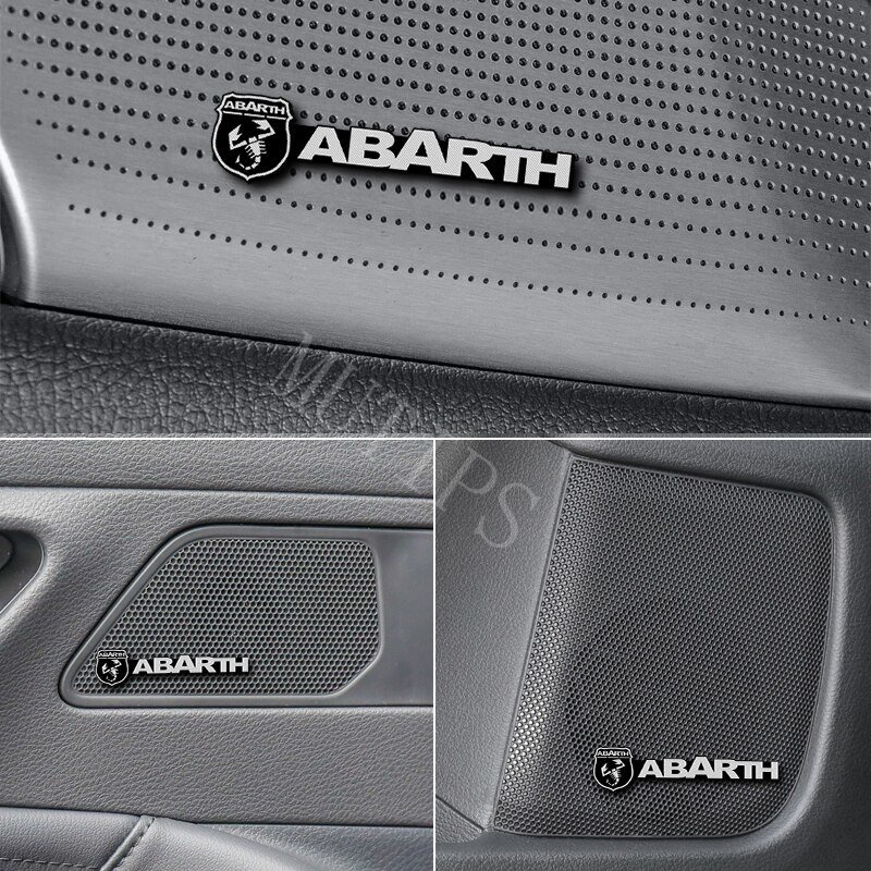 Fiat Abarth 4Pcs Sticker Dekorasi Speaker Interior Mobil Bahan Alloy Untuk Punto Palio Argo Stilo Strada Uno Toro 500